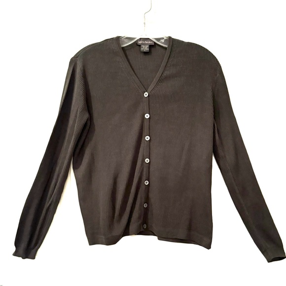 Banana Republic Sweaters - BOGO > Banana Republic Olive Ribbed Long Sleeve V Neck Silk Cardigan *EUC